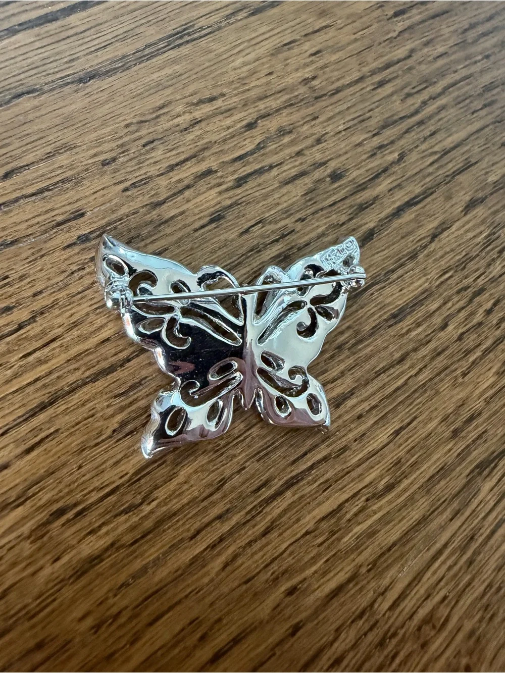 Vintage Signed Hedy Silver Tone Rhinestone Butterfly Brooch Pin